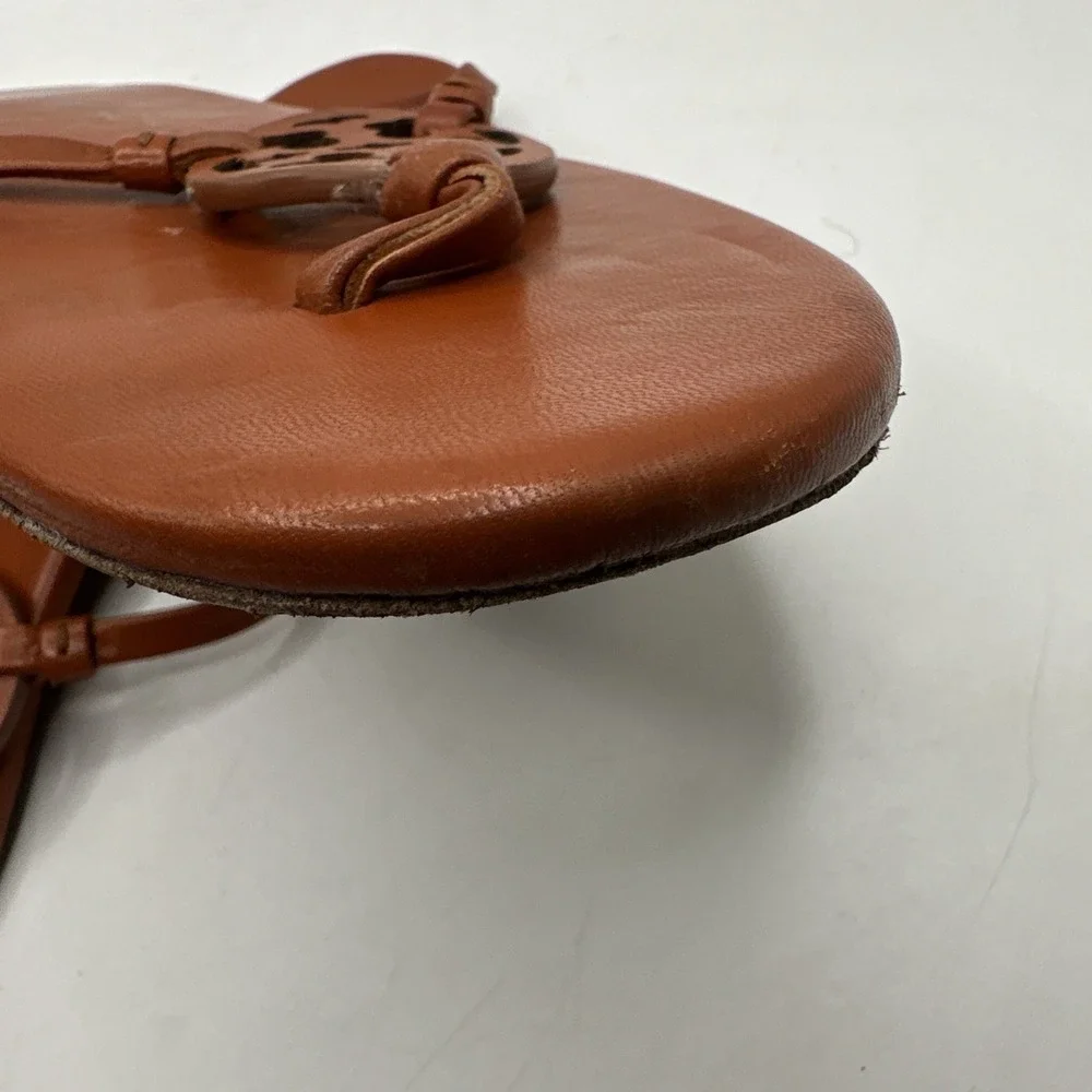 Tory Burch Miller Knotted Bourbon Miele Flat‎ Thong Sandals Vacay Sz 9
